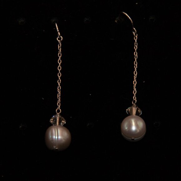 Honora Grey Freshwater Pear and . 925 Silver drop Earrings - Picture 1 of 2